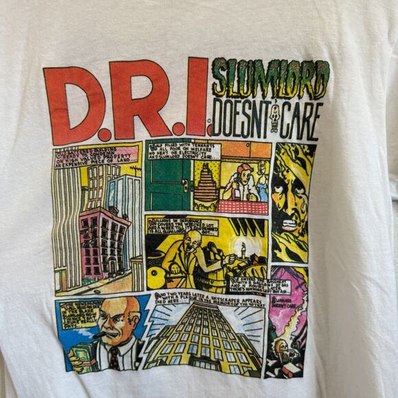 Vintage Dirty Rotten Imbeciles DRI 4 Of A Kind Tour 1988 Slumlord Punk T-Shirt L - Picture 2 of 12